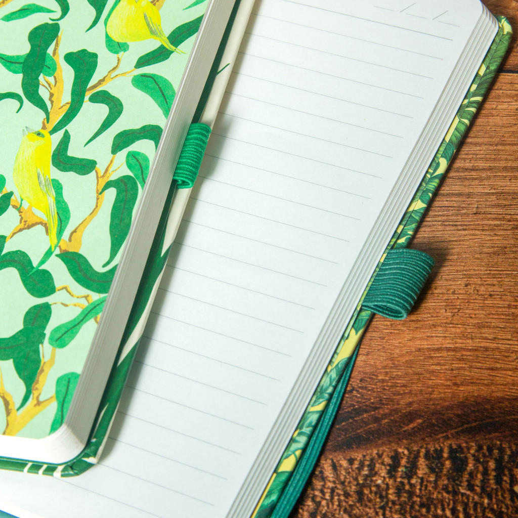 Above: A pen loop is one of Sarah’s must-haves in a notebook.