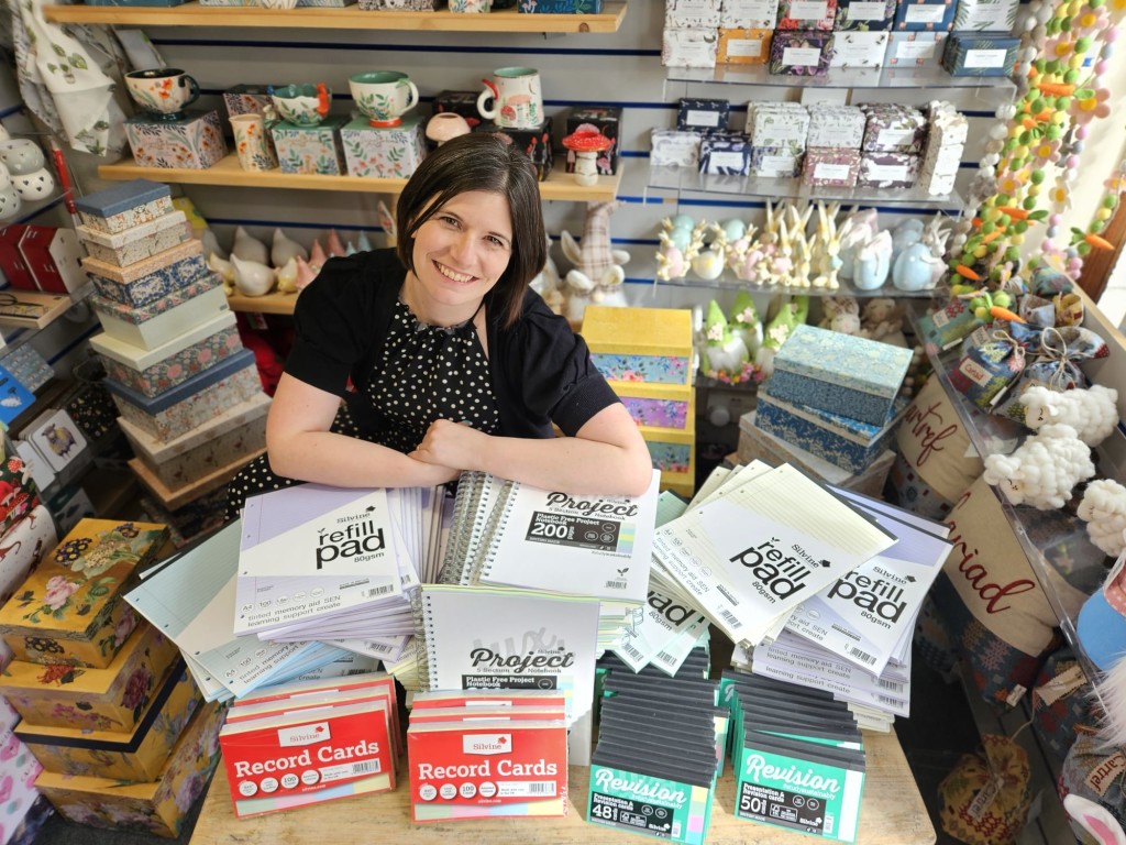 Above: Sandra Jarvis and her haul of Silvine products.