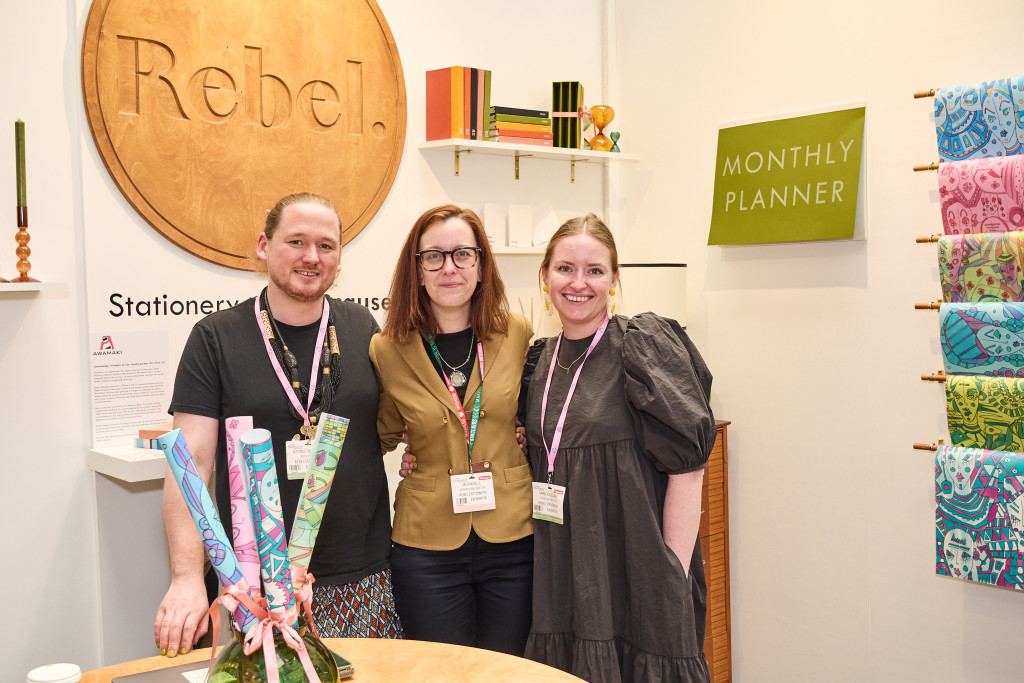 Above: George Thompson, Bex Newell and Annie Couldrey from Rebel Stationery.