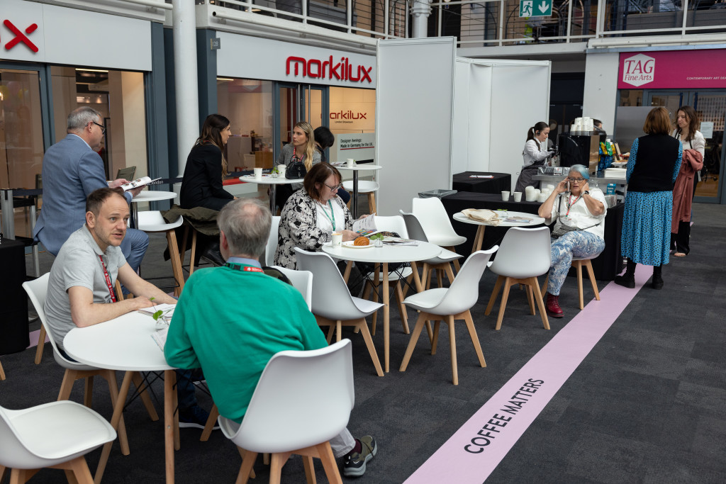Above: Take time out to have a drink at the Networking Café on the ground floor.