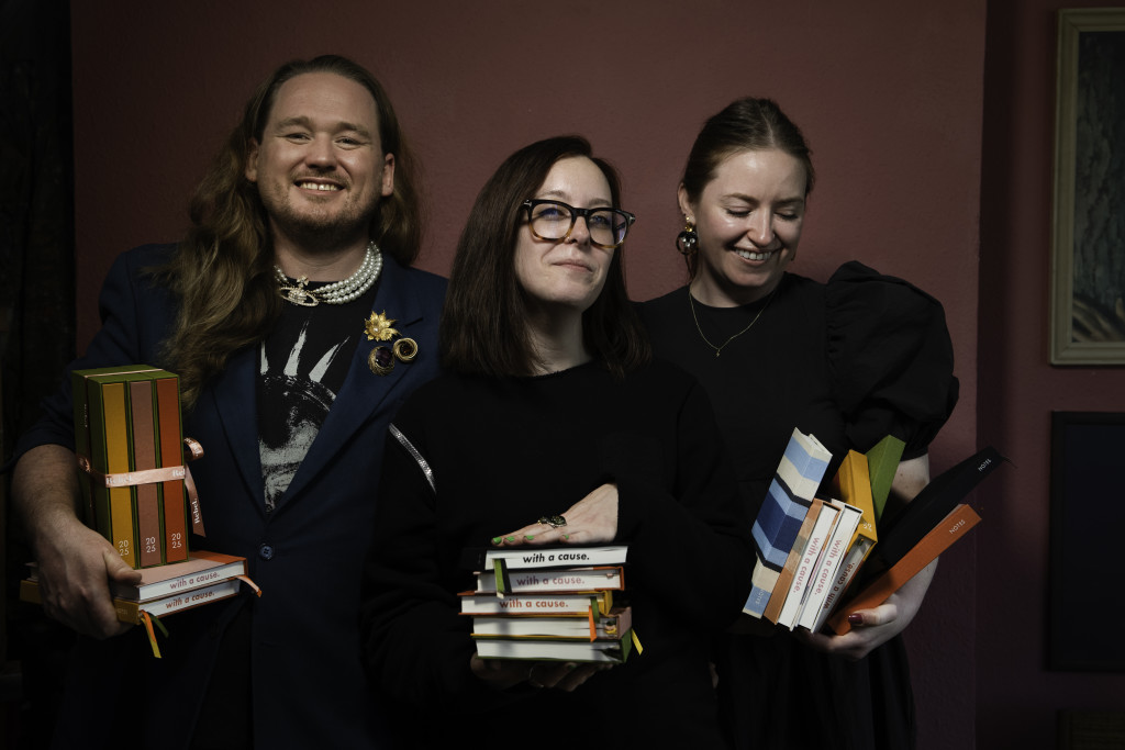 Above: George Thompson, art director; Bex Newell, operations director and Annie Couldrey, creative director