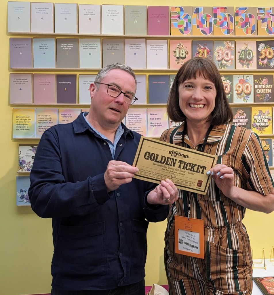 Above: Michael Apter spent his Golden Ticket with Rosie Tate at Cath Tate Cards.