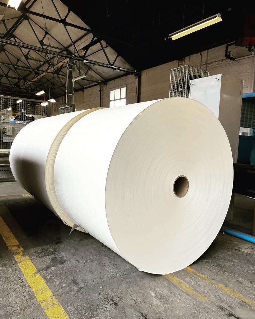 Above: Rolls of British-made paper from James Cropper in Cumbria.