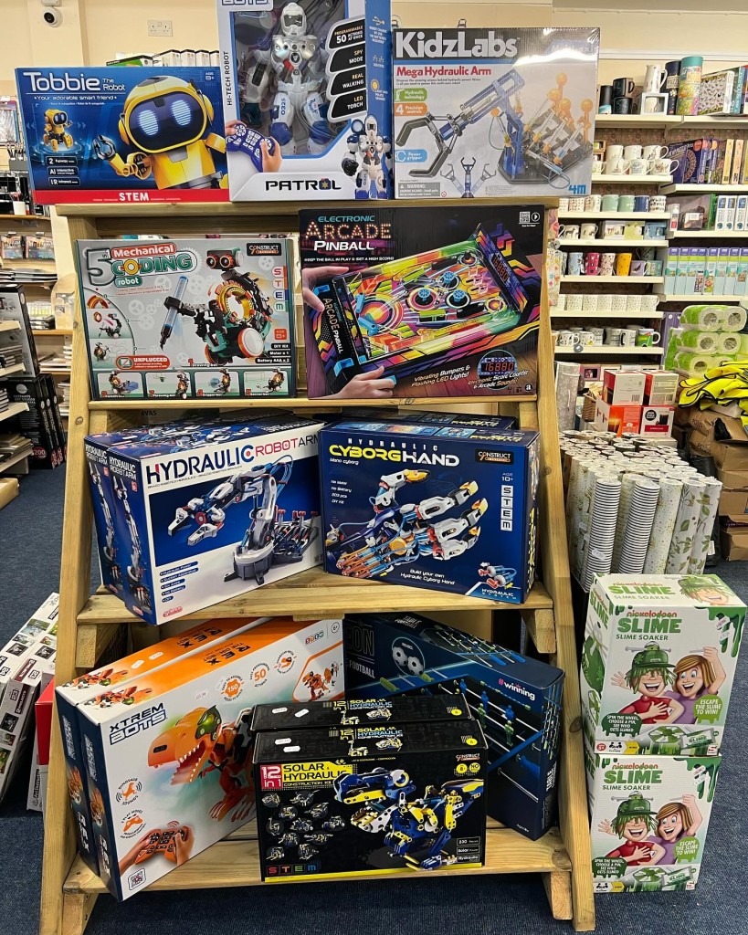 Above: The stores stock a wide range of games and gifts as well as stationery.