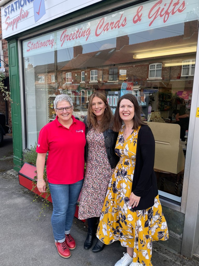 Above: Sarah Laker, Tracey Colliston and Sarah Reynolds outside Stationery Supplies.