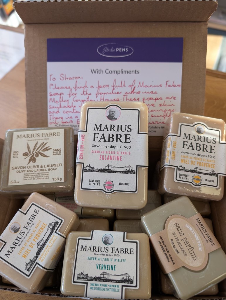 Above: Studio Pens sent a box of its new Marius Fabre soaps for the collection.