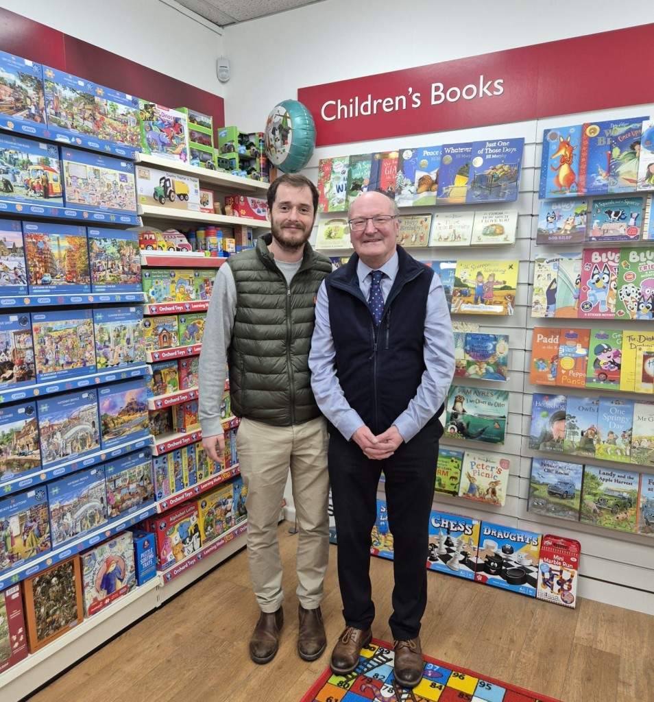 Above: Owner Malcolm Adams (right) with his son Paul, who helped with the opening, in the Winscombe store.